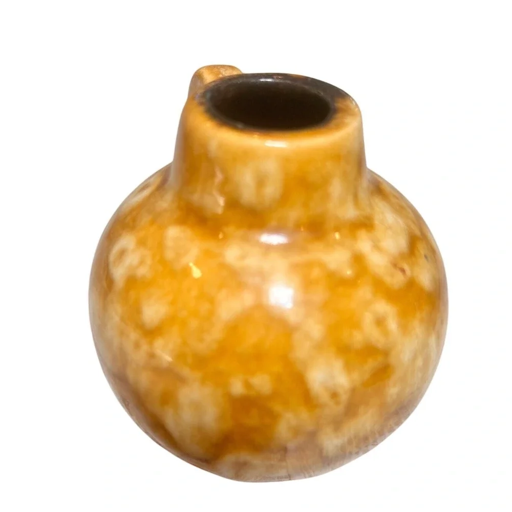 Vintage West Germany Miniature Ceramic Jug Amber‎ Brown Drip Glaze Bud Vase 3